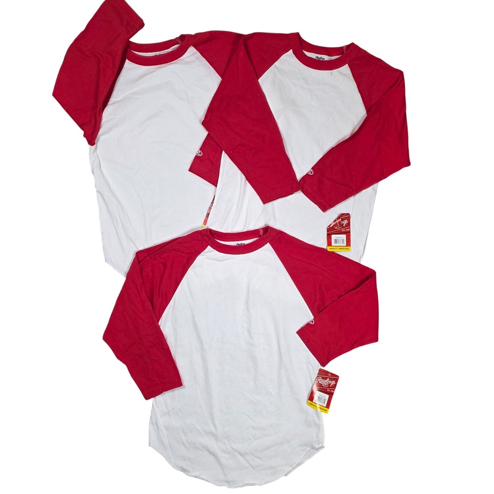 Rawlings Baseball Raglan Shirt 3/4 Sleeve Lot of 3 Adult M Sporty Performance